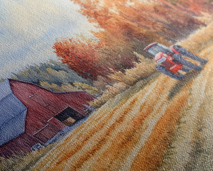 Red Barn in Autumn Landscape, Framed Canvas Print, Farmhouse Fall Decor, Watercolor Wall Art, Above Sofa Art, Wall Decor, Gift Idea 2024