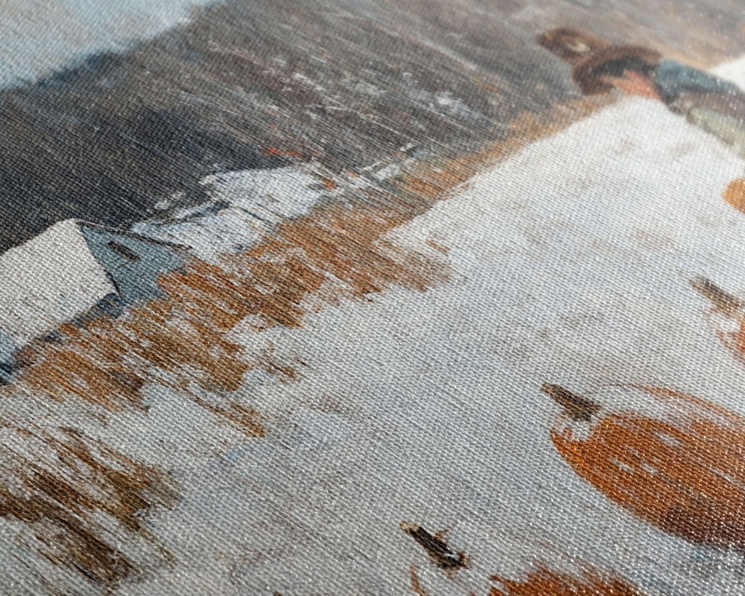 Cowboy Sipping Coffee Autumn Decor Framed Canvas Print Perfect Above Sofa Wall Art Western Home Decor Moody Fall Artwork Rustic