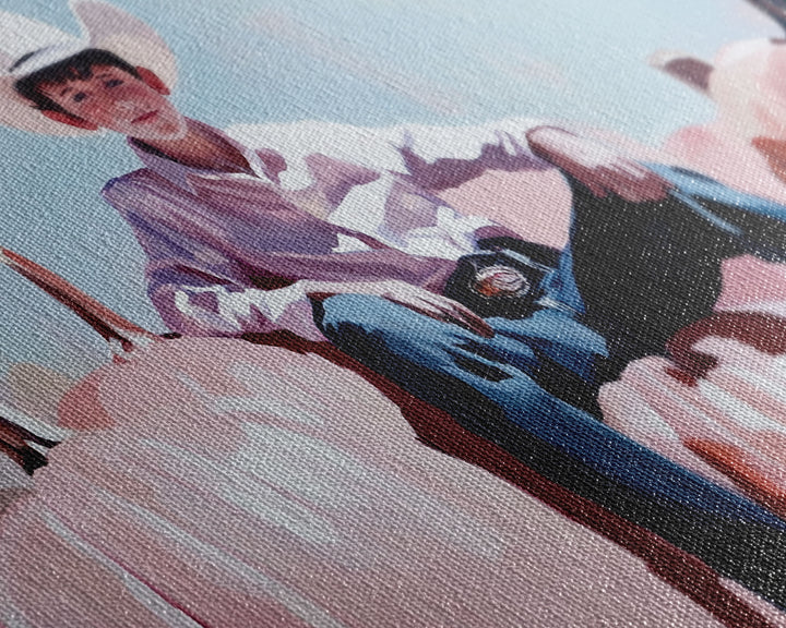 Black And White Cowboy Framed Canvas Print Moody Landscape Fall Art Above Sofa Decor Rustic Western Cowboy Autumn Wall Art