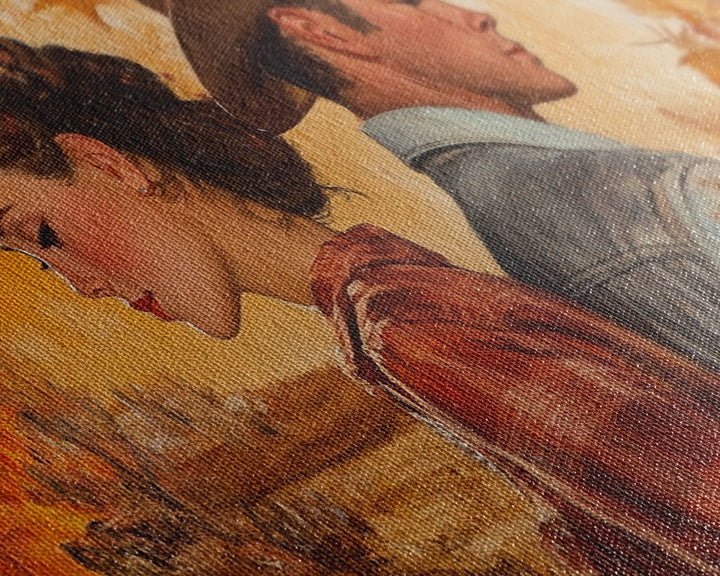 Framed Canvas Print Cowboy Gazing Over Snowy Landscape Western Horse Rider Winter Mountain Art Winter Wonderland Wall Art