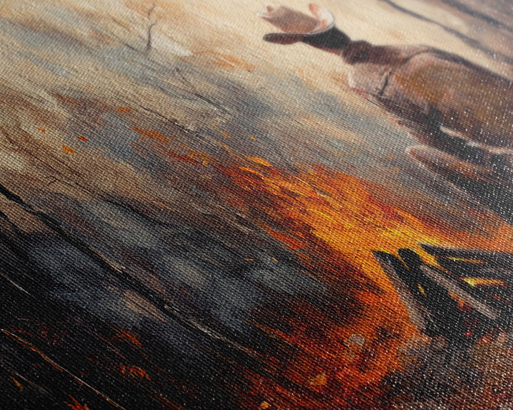 Retro winter-inspired Framed Canvas Print of a woman in a pink hat enjoying a cup of coffee background, perfect as unique vintage wall art