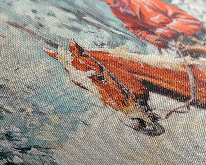 Minimalist Framed Canvas Print of a woman in a pink blouse and cowboy hat, offering modern farmhouse decor art with a hint of rustic charm