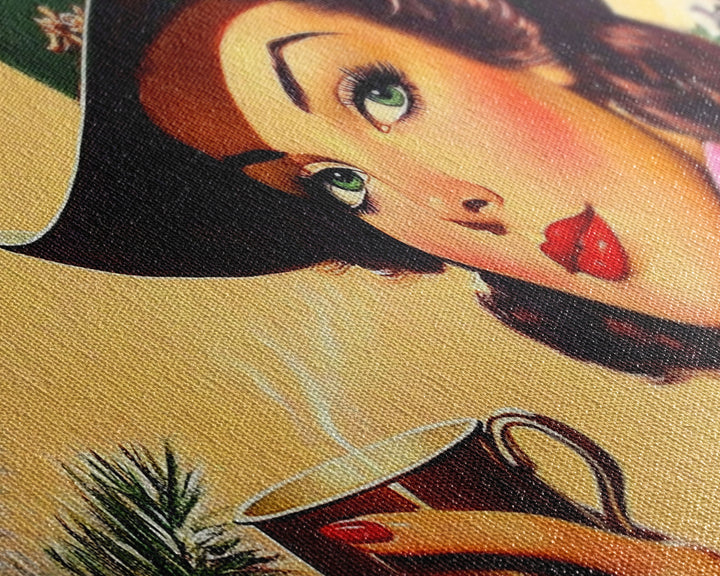 Serene Pathway Framed Canvas Print Featuring Pink Blossoms and Autumn Foliage, Calming Fall Landscape Ideal Seasonal Decor