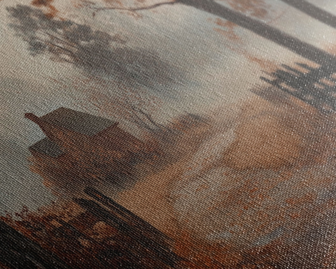 Snow-Covered Winter Wonderland Framed Canvas Print with Pine Trees, Holiday and Winter Decor, Ideal Gift or Seasonal Wall Art