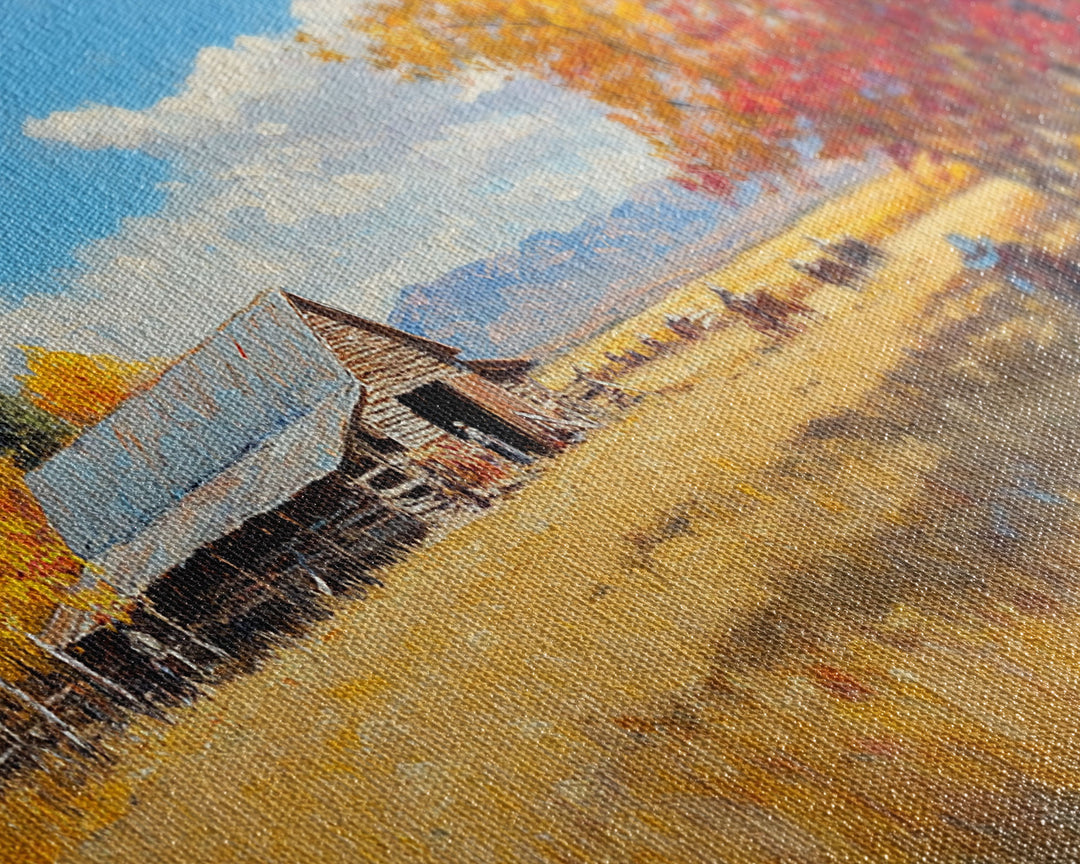 Group Of Horseback Riders In Autumn Field, Rustic Fall Scene Wall Art, Country Farmhouse Framed Canvas Print, Cozy Harvest Time Art