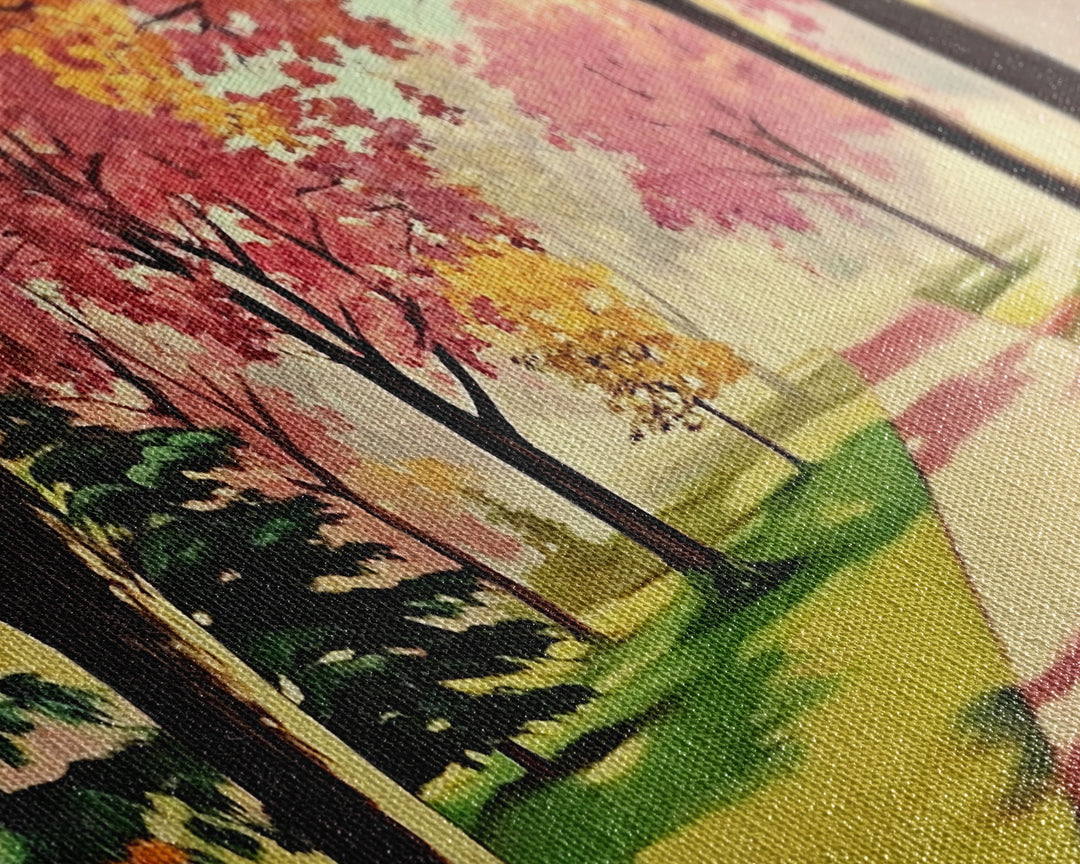 Colorful Autumn Path Canvas Print, Fall Park Scene Wall Art, Modern Farmhouse Autumn Decor, Holiday Art, Best Seasonal Gift Idea