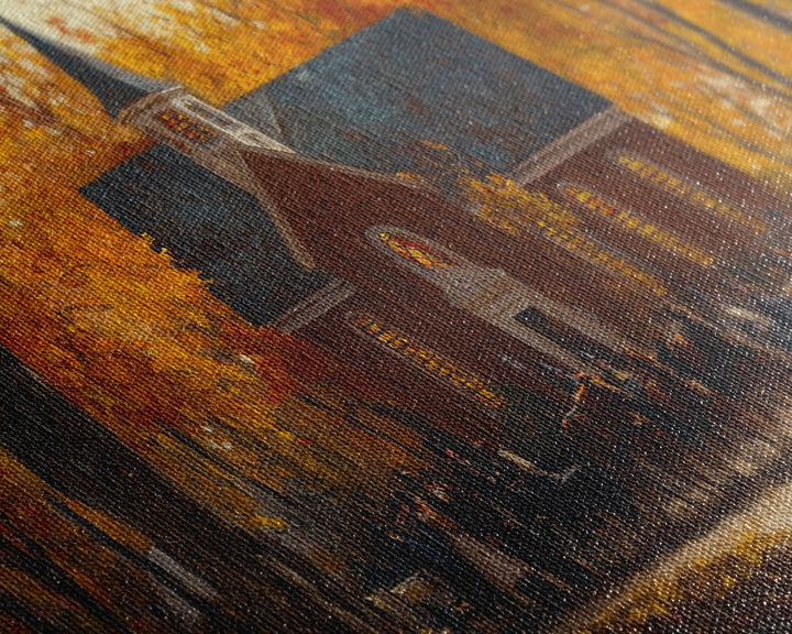 Beautiful Country Church in Autumn Scene Framed Canvas Print Fall Art, Rustic Autumn Church Scene, Vintage Wall Art Home Decor