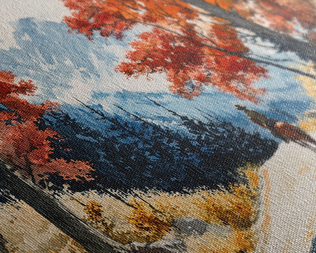 Cowboy Riding In Winter Snow Framed Canvas Print Tall Art Winter Landscape Rustic Christmas Decor Western Home Wall Art Mountain Gift Idea