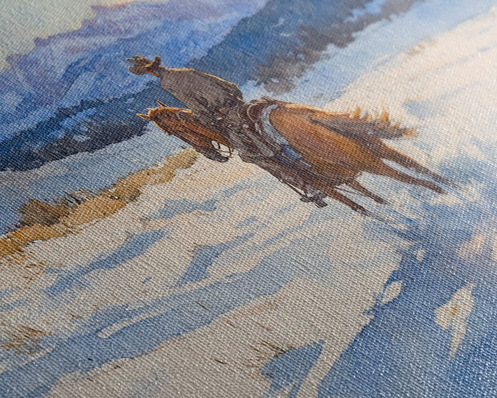 Cowboy In Golden Light Framed Canvas Print Tall Art Autumn Country Landscape Fall Decor Rustic Western Wall Art Farmhouse Decor Gift