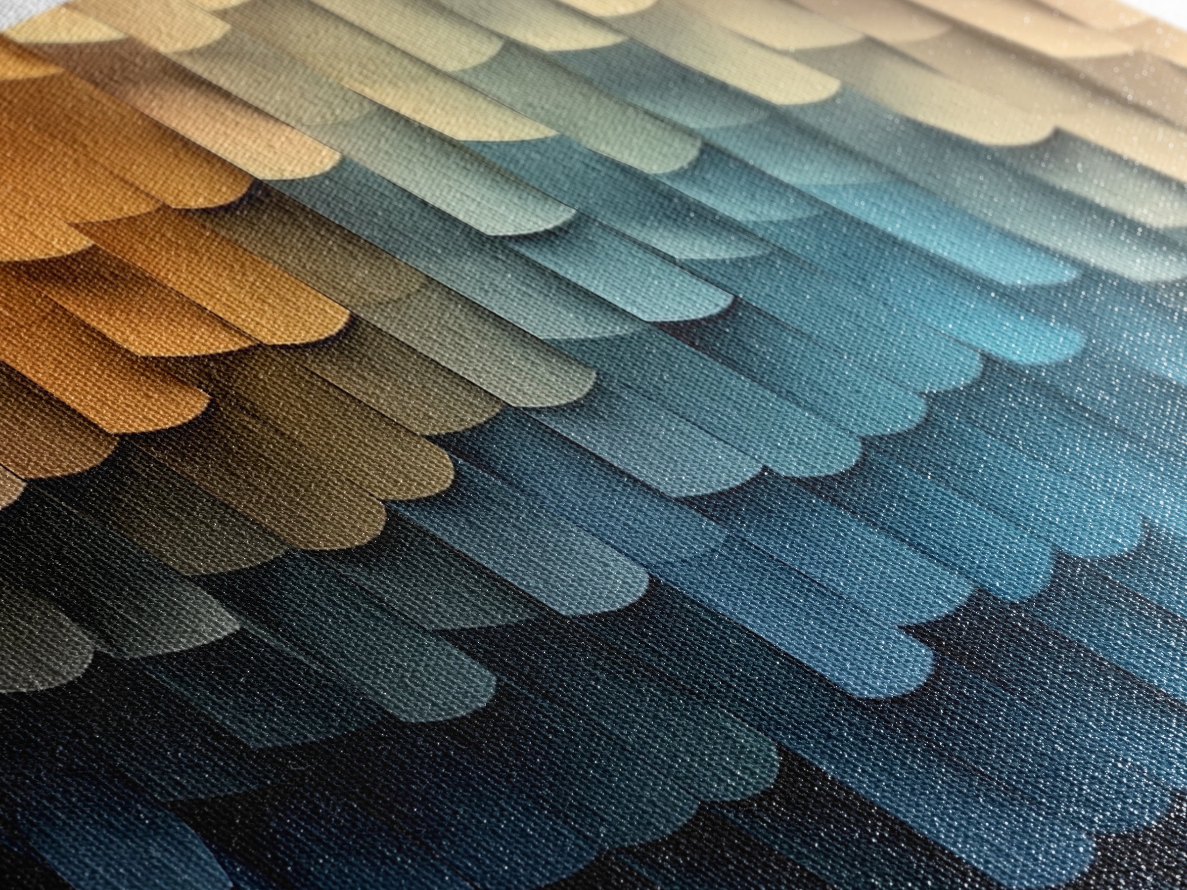 Abstract Art - Coastal Cubism - Framed Canvas Print - Panoramic Geometric Art - Unique Home Decor