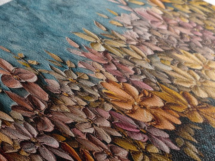 Abstract Wildflower Field Oil Painting Print | Nature Framed Large Gallery Art Ready To Hang, Panoramic Extra Wide Wall Art