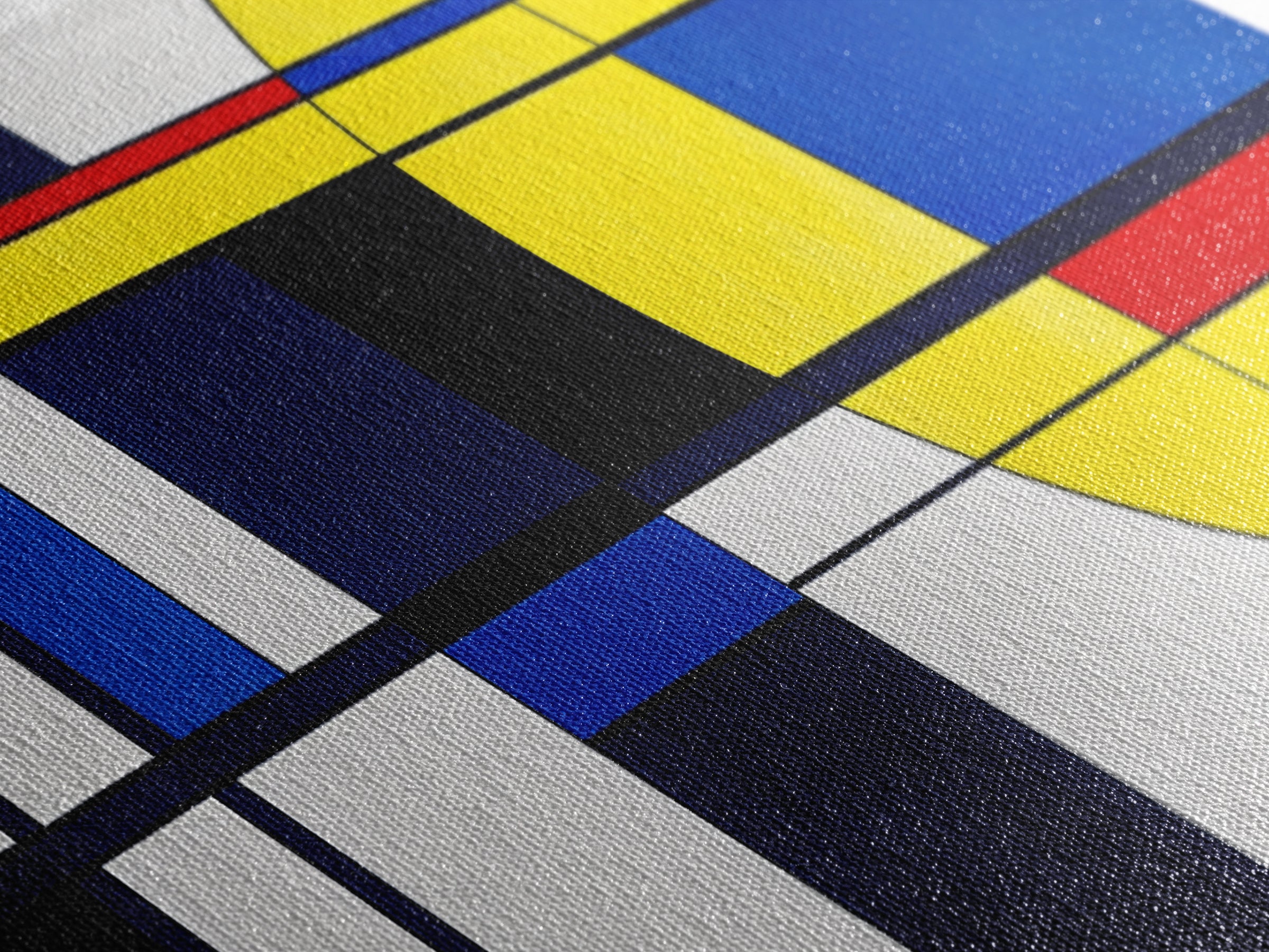 Blue, Yellow and Red Abstract Cubism Art, Framed Canvas Print, Modern Art, MCM Inspired Home Decor