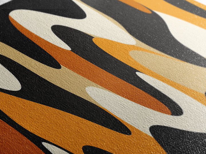 Amber Waves - Framed Canvas Print - Boho Abstract Wall Art - Modern Home Decor - MCM Style Black Background Wall Art