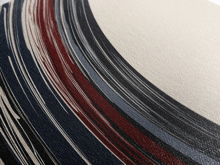 Abstract Line Art - Grey, Black and Brown Lines - Framed Canvas Print - MCM Style Abstract Wall Art, Extra Wide Art