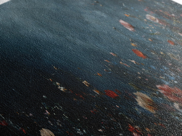 Dark & Moody Wild Flowers At Night, Framed Canvas Print, Panoramic Thought Provoking Wall Art, Above Bed Art, Dark Floral Painting