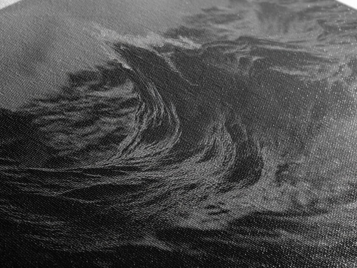 Black and White Ocean Photography Style Print, Panoramic Wall Art, Wood Framed Canvas Art, Seascapes, Nautical Decor