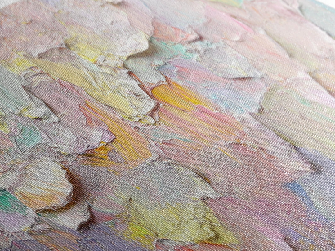 Abstract Moody Floral Wall Art, Framed Canvas Print, Pink and Pastel Wall Art, Large Abstract Flower Texture Wall Art for Above Bed or Sofa