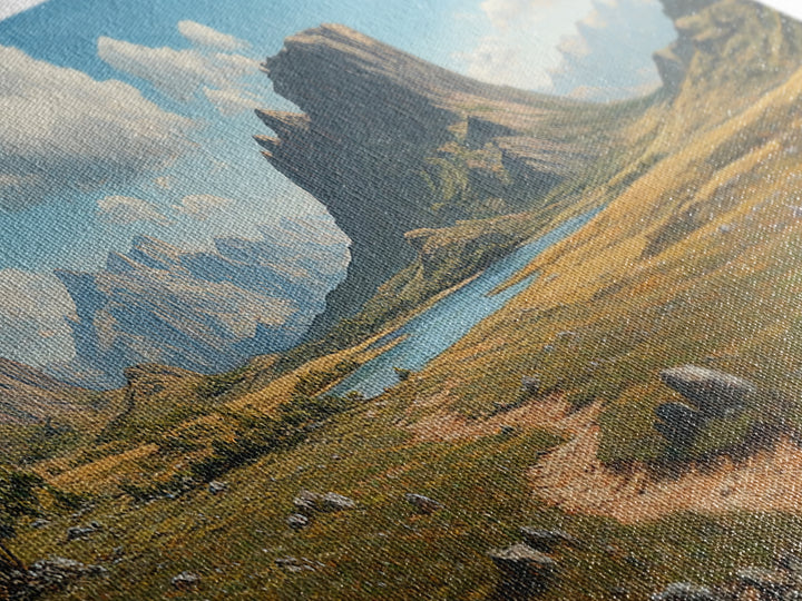 Ancient Arizona, Framed Canvas Print, Prehistoric Monument Valley, Panoramic Oversized Fantasy Wall Art