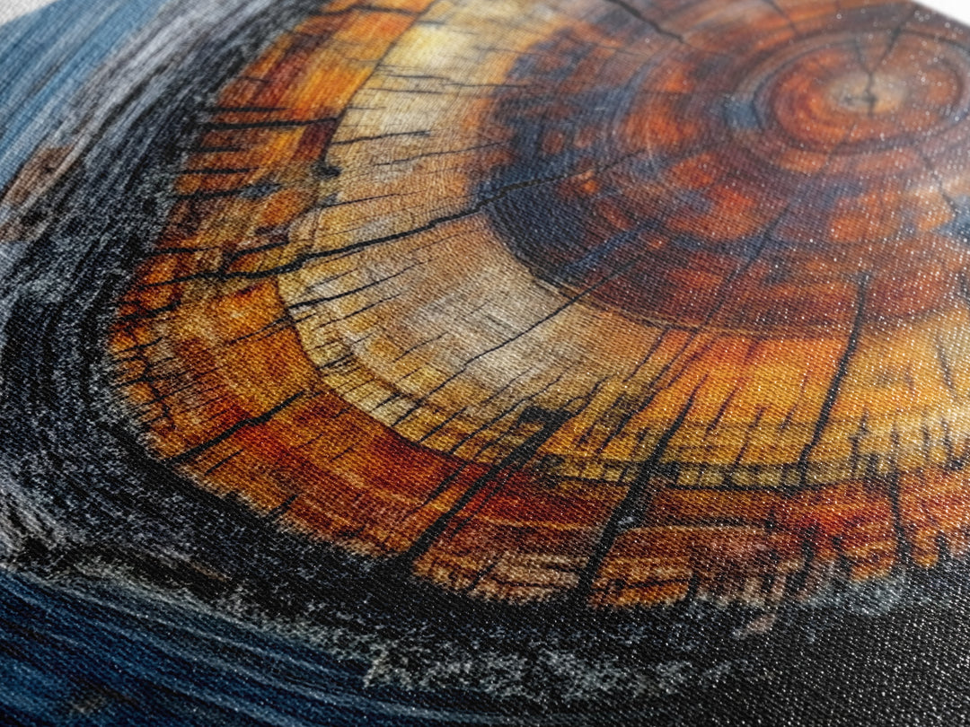 Canvas Print With Wood Frame - Tree Rings - Vertical Wall Art - Boho Minimalist Modern Farmhouse Decor - Rustic Art - Contemporary Art