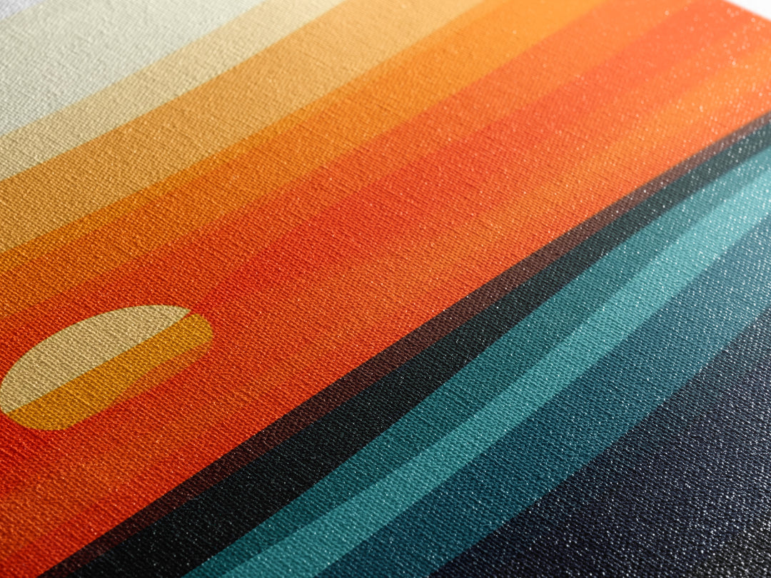 Abstract Sunset Over The Ocean Art Deco Style Wall Art Canvas Print, Beautiful Wall Art, Vertical Living Room Decor