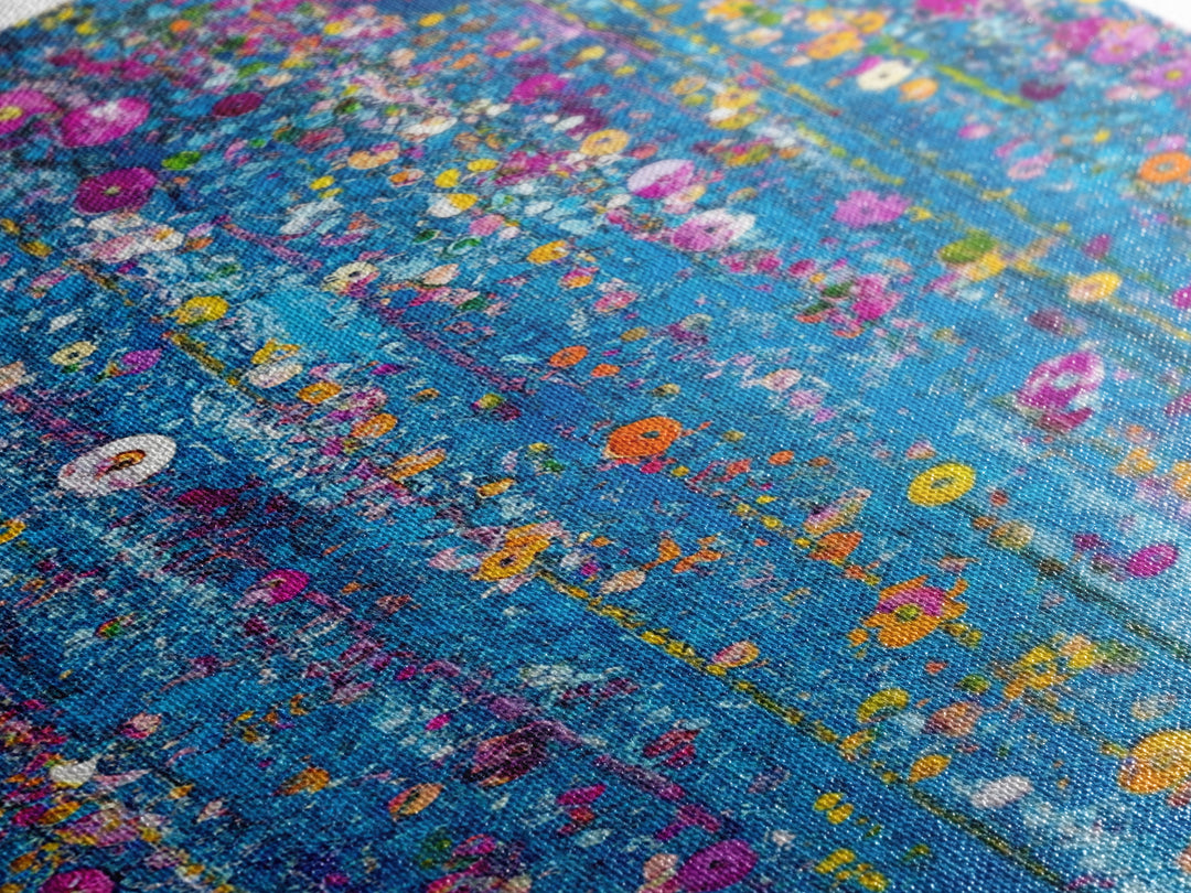 Botanical Wall Art Framed Canvas Print, Bright Blue Wild Flower Painting Print, Flower Painting, Girls Room Decor, Gift For Her