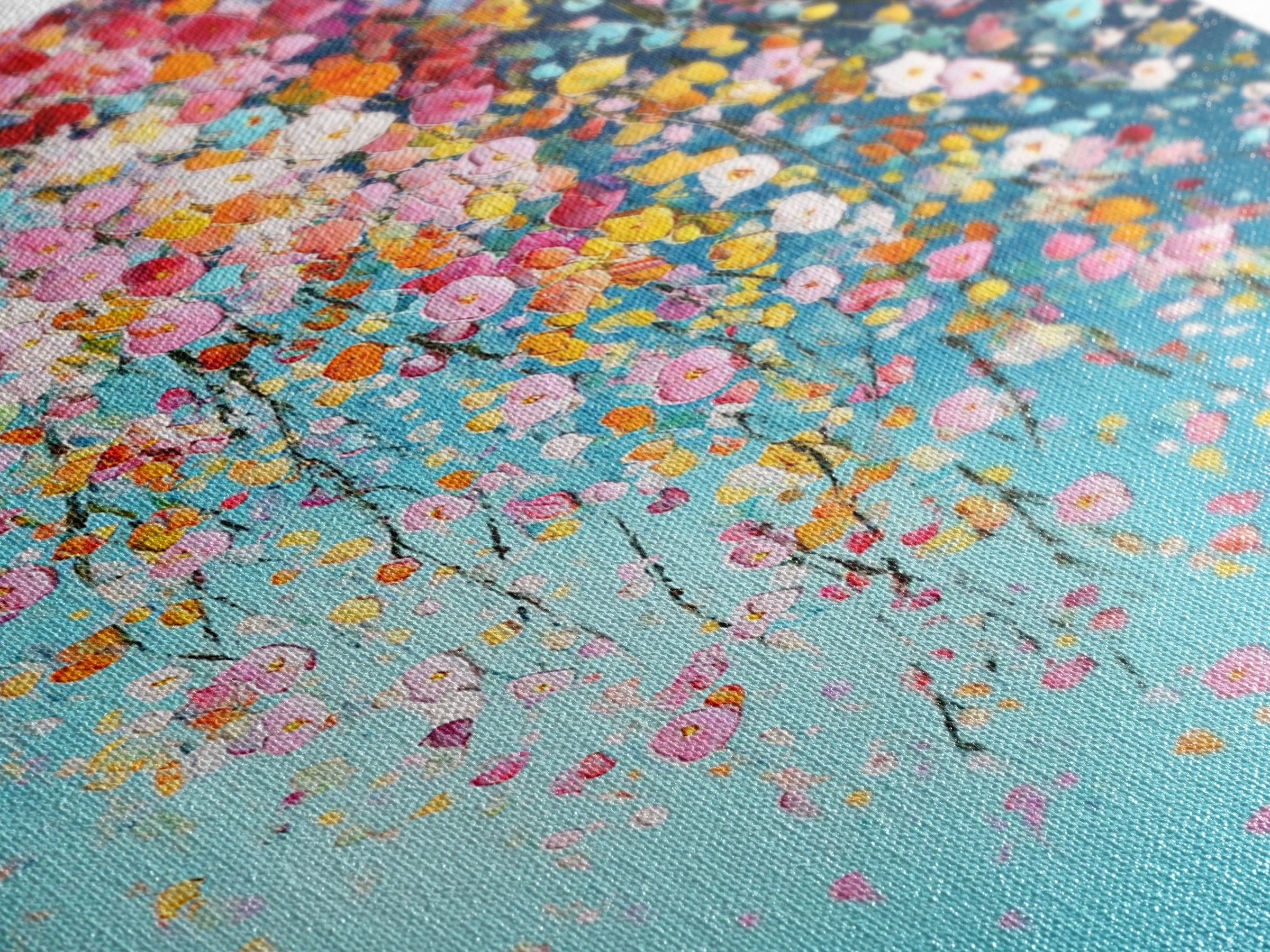 Beautiful Wild Flower Wall Art with Turquoise Background, Modern Farmhouse, Boho Style living room art, Minimalist Floral Print