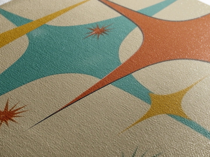 Art Deco Star Burst Canvas Print Wall Art, Retro 50s Style, Starburst, Mid-Century Modern Wall Art