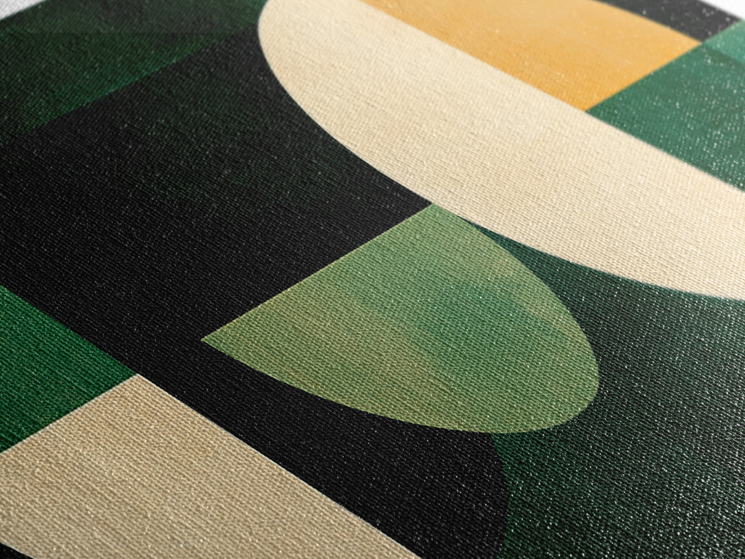 Abstract Wall Art Emerald Green Geometric Canvas Print, Large Framed Modern Art, Mid Century Abstract Home Decor, Minimalist Statement Piece