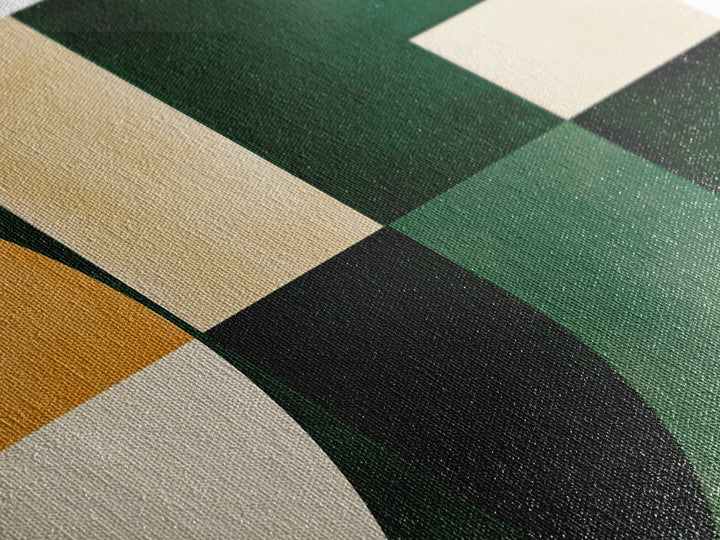 Geometric Patterns Mid-Century Modern Abstract Wall Art Canvas Print, Beautiful Emerald Green Wall Art