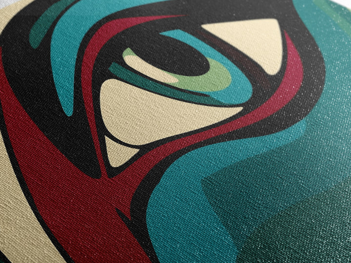 Abstract Painting of a Human Eye Framed Canvas Print, Retro Art Deco Style Art, Eclectic Decor, Kitsch Wall Art