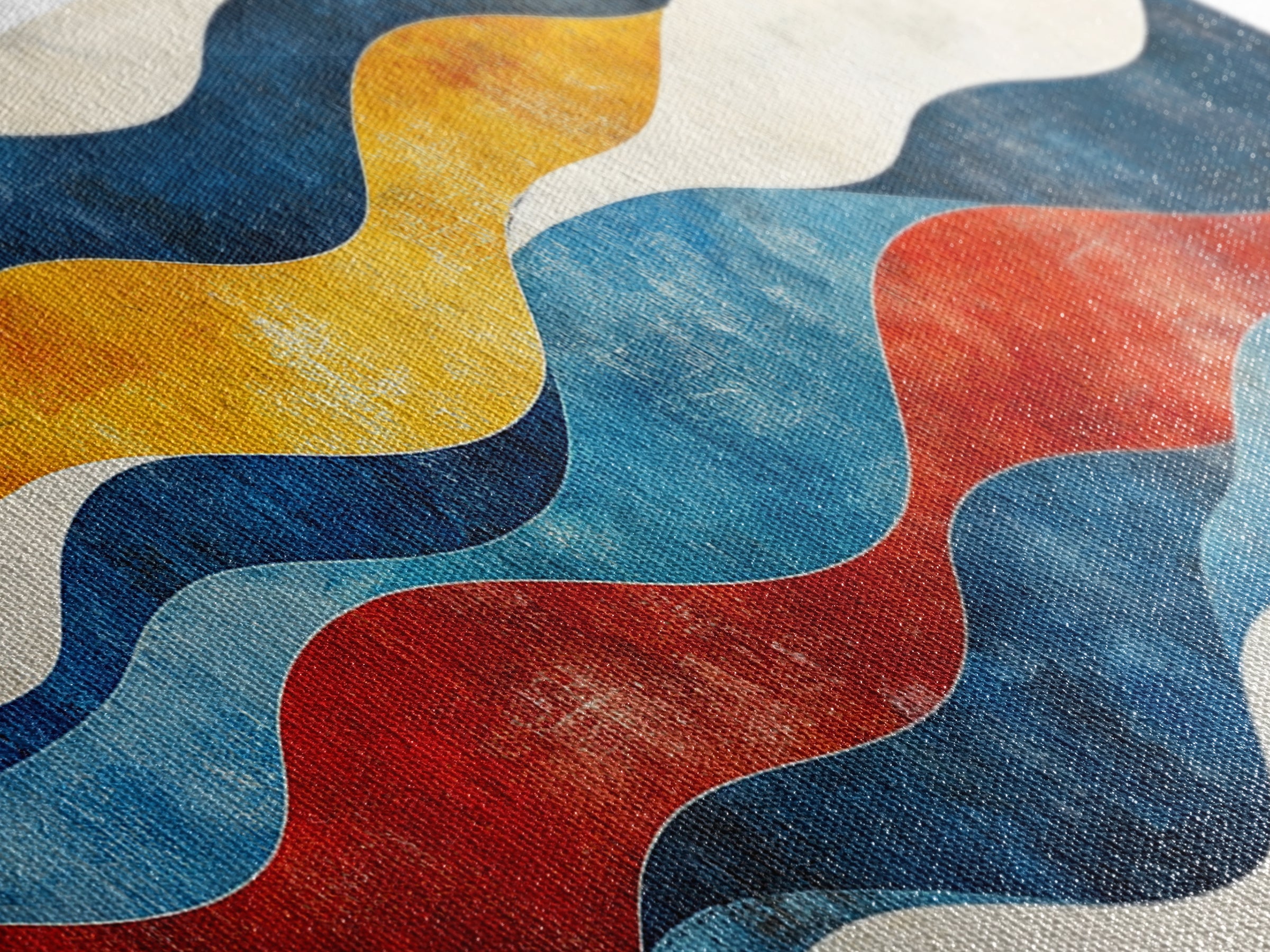 Boho Mid Century Modern Wall Art Canvas Print, Wood Frame Wall Art, Geometric Wall Art, Minimalist Wall Art, Housewarming Gift Idea