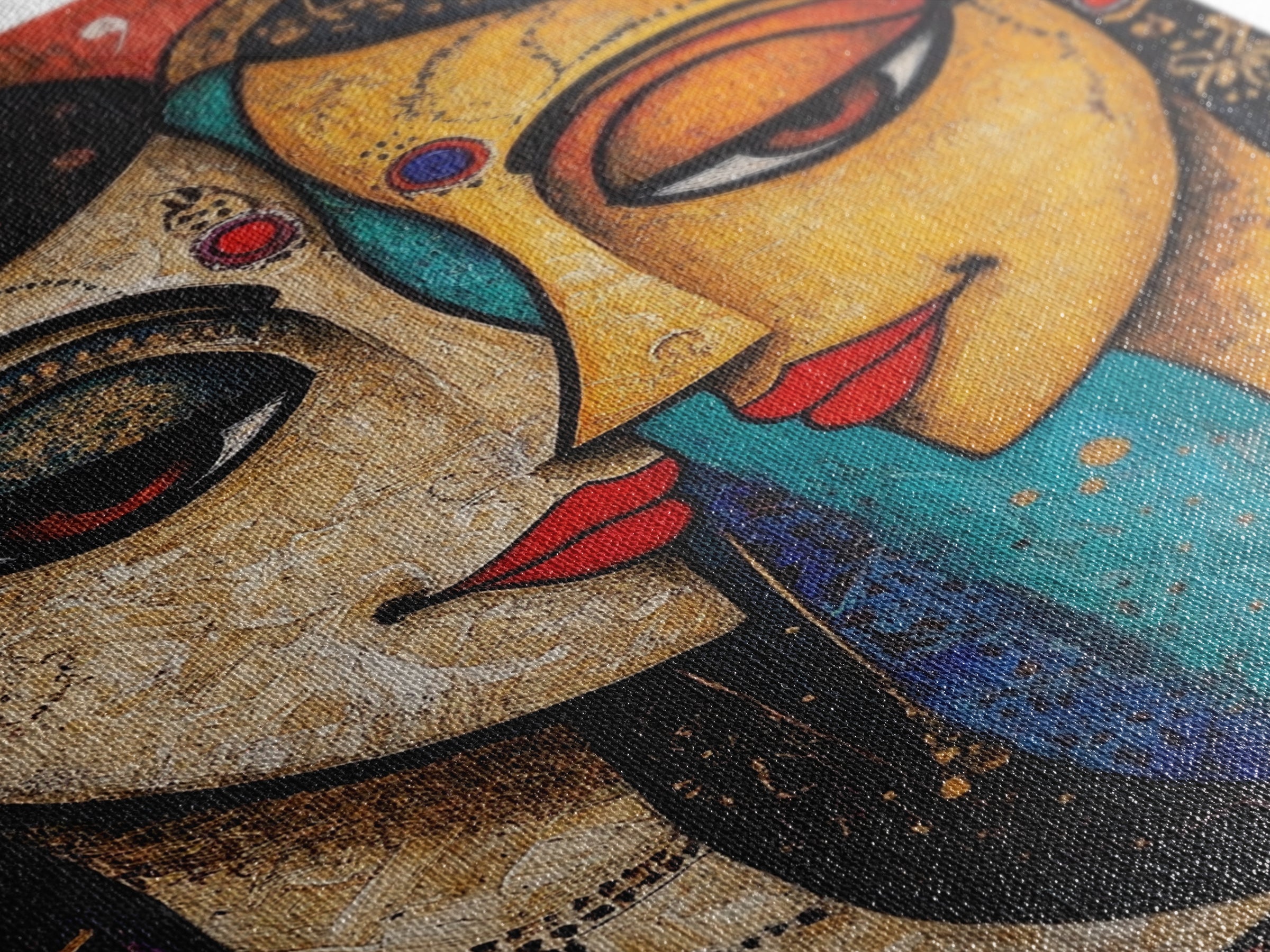 Abstract Madhubani Style Wall Art, Framed Canvas Print, Madhubani Painting, Madhubani Art