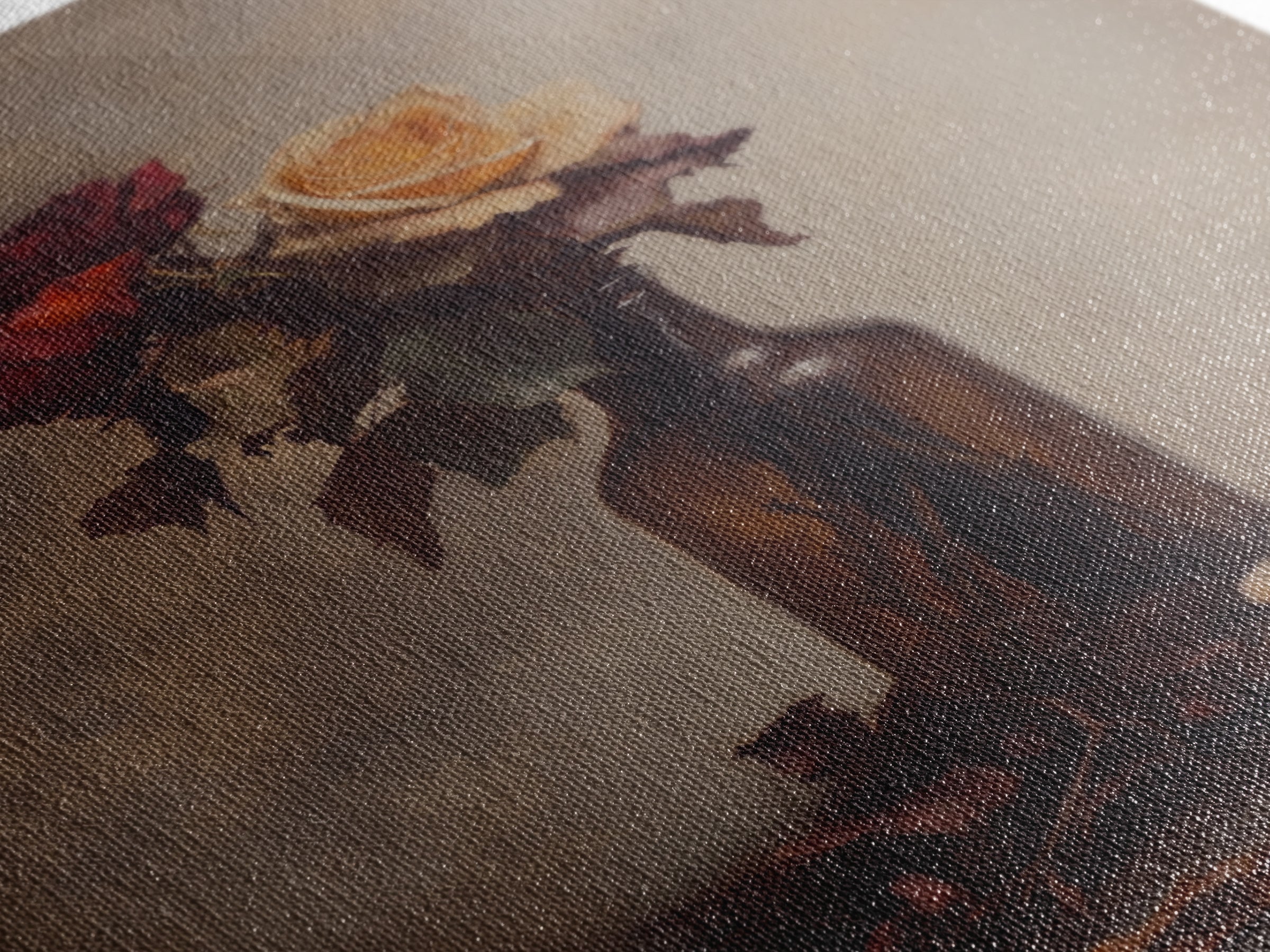 Roses in a Wine Bottle Oil Painting Print, Still Life of Roses, Rose Painting, Rose Art, Moody Decor, Subdued Art