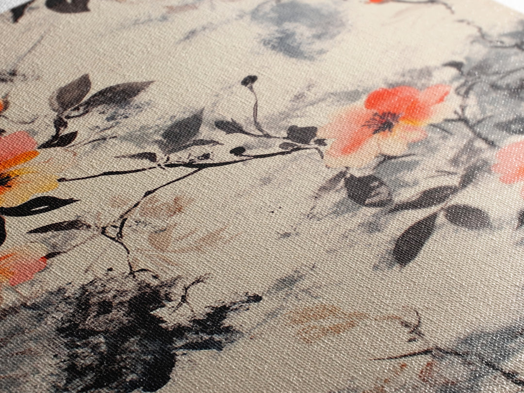 California Poppy Wall Art Framed Canvas Print, Wood Framed Art, Floral Pattern, Flower Painting Farmhouse Wall Art