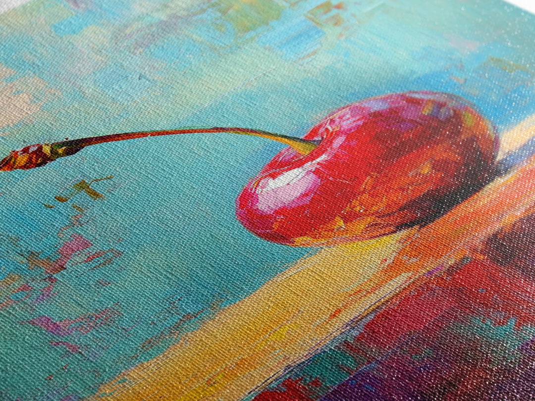 Cherry Painting Print, Canvas Print, Cherry Painting Original Art Berry Still Life Painting On Canvas, Original Artwork, Kitchen Decor, Dining Room Art