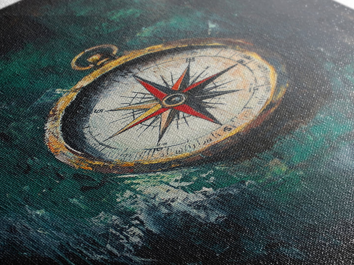 Nautical Nursery Compass Wall Art Framed Canvas Print, Travel Gift Idea, Vacation Gift Home Decor, Giclee Art Print, Going Away Gift