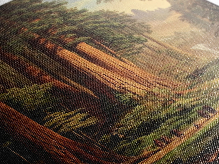 Ancient California Redwoods Framed Canvas Print, Fantasy Painting, Fantasy Wall Art, Beautiful California Wall Art