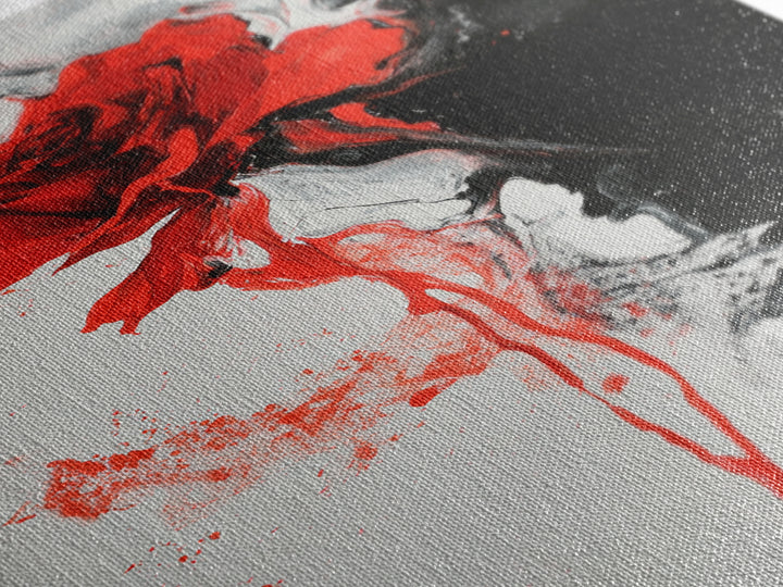 Abstract Red Rose Painting Canvas Print, Vintage Inspired Flower Print, Vintage French Country Art, Duality Art, Statement Piece, Center Piece Art