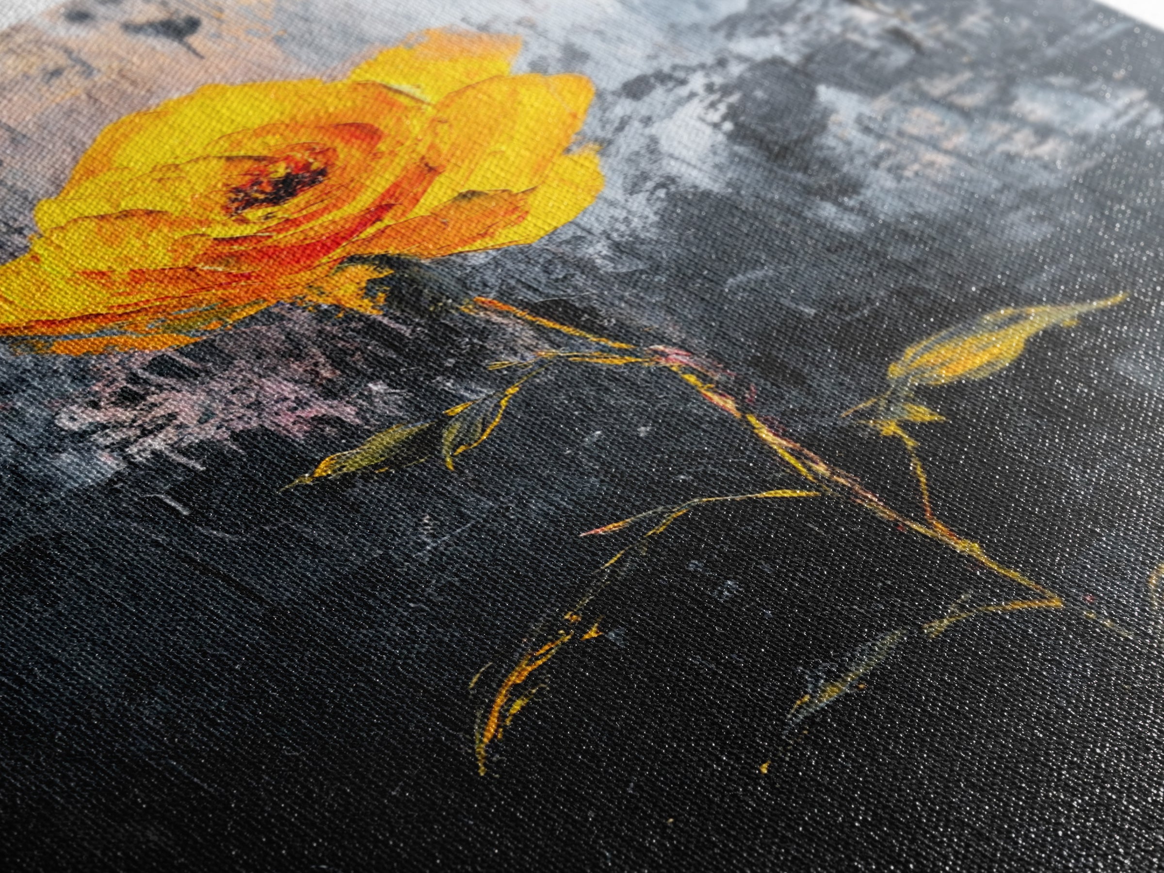 Abstract Painting Print of a Yellow Rose, Framed Canvas, Wood Framed Art, Modern Farmhouse Decor, Rose Painting, Rose Art