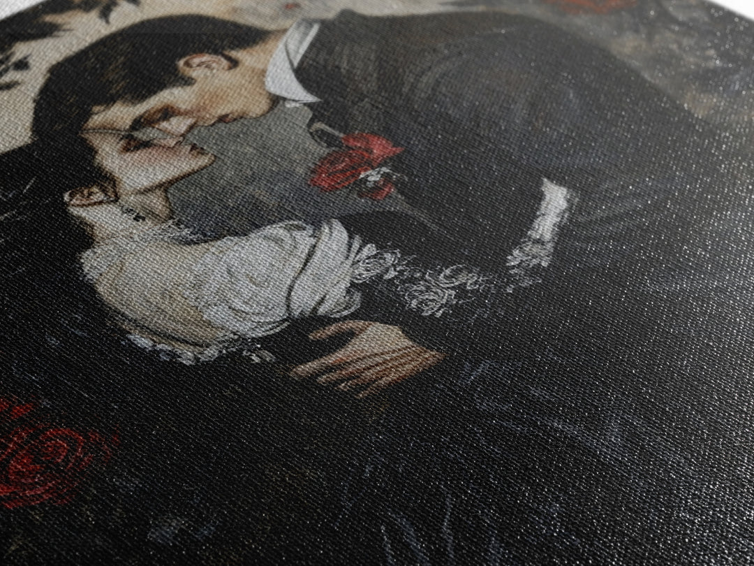 Dark Romance Painting Print, Victorian Gothic Wall Art, Halloween Decor, Gift Idea For Goth Couples, Goth Decor, Goth Wall Art, Dark Academia
