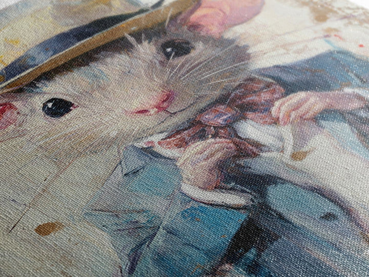 Dapper Rat Gentleman Canvas Print, Pet Rat Prints, Vintage Rat Art, Dressed Pets, Animals in Clothes, Pet in Costume Wall Art