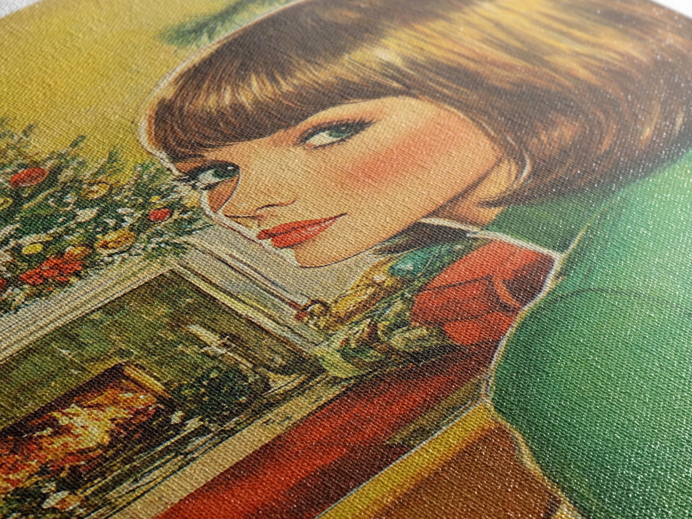 Christmas Postcard Style Art, Home Decor, Christmas Wall Art, Framed Canvas Print, 1950s Christmas Style Wall Art, Christmas Postcard Art