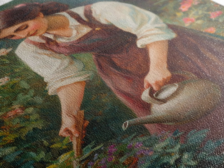 Canvas Art Print - In The Garden - Woman In Garden Painting Wall Art Print - Extra Large Art - Gardening Wall Art - Gardening Gift Idea