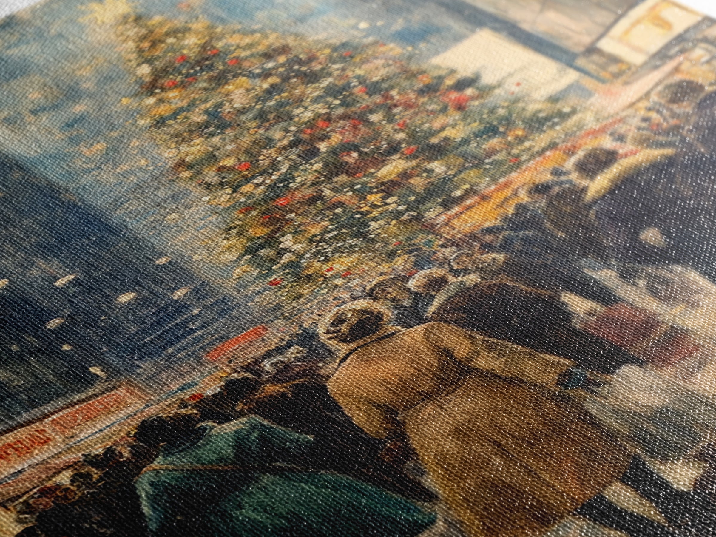 Christmas Village Wall Art Canvas print - Christmas Painting - Christmas Shopeprs in NYC in the 1950s - Christmas Decor - Winter Wall Art