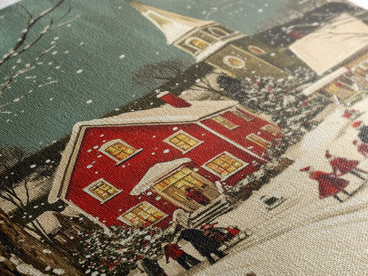 Small Town Christmas Painting Print, Christmas Village Art, Christmas Village Painting, Christmas Home Decor, Christmas Living Room Art