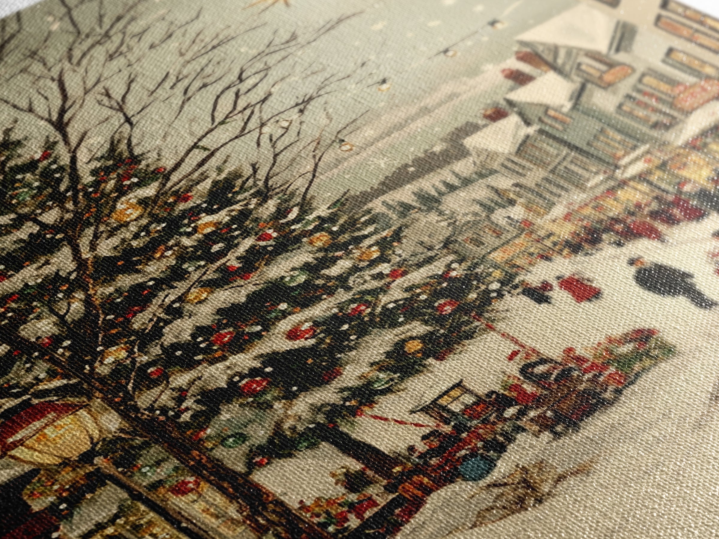 Christmas in Demark Framed Canvas Print, European Christmas Village Wall Art, Snowy Christmas Village Print, Christmas Prints, Xmas Art