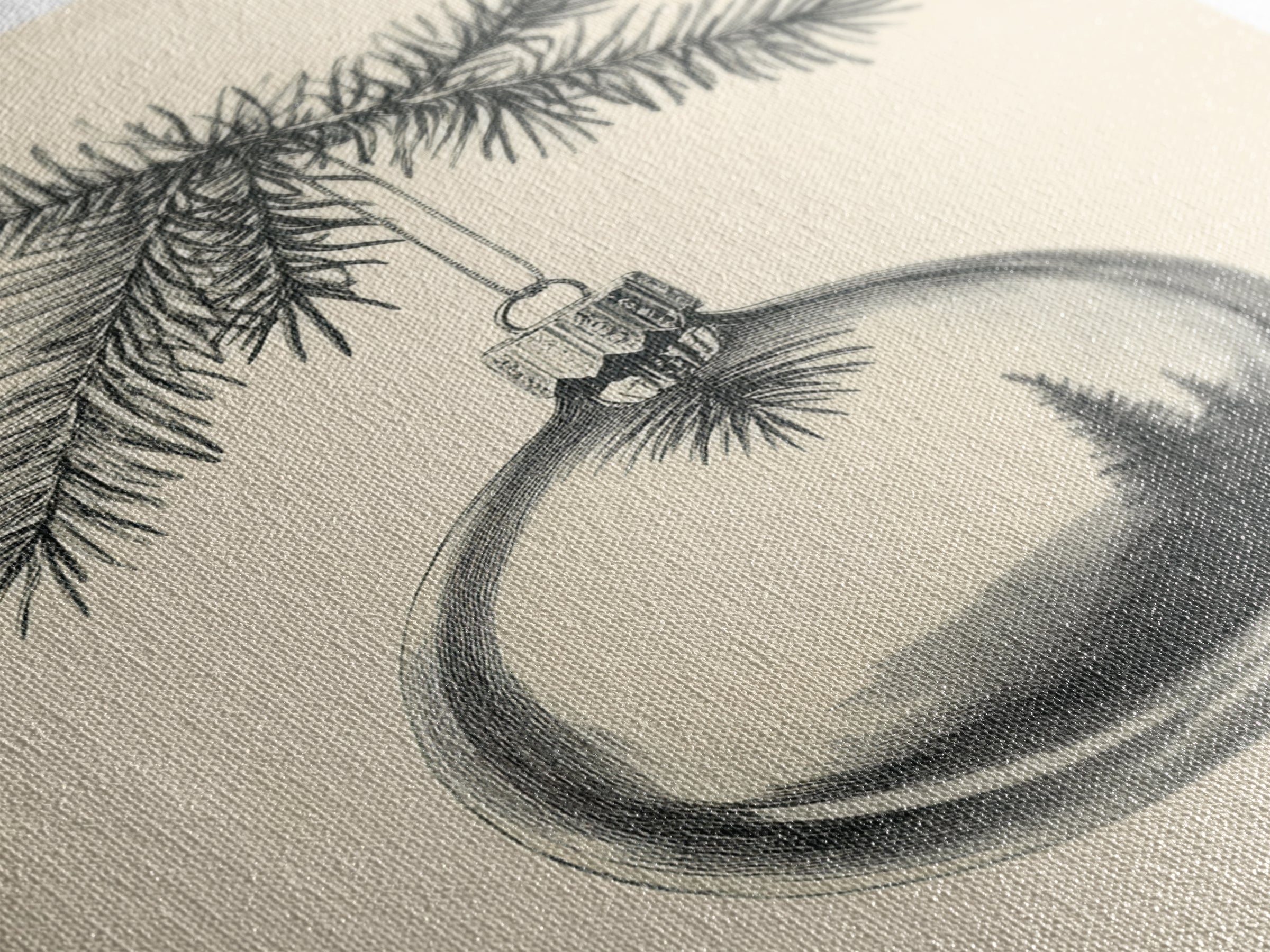 Christmas Tree Ornament Canvas Print, Retro Home Decor, Boho Christmas