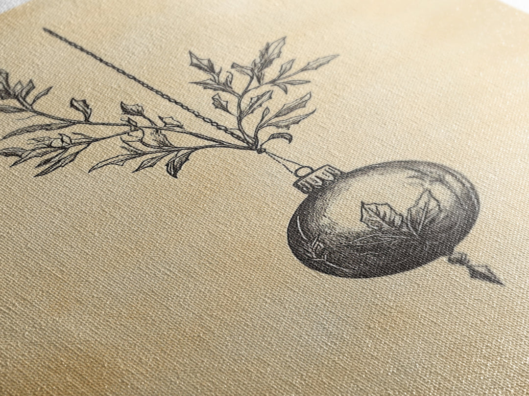 Christmas Tree Ornament Painting Print, Boho Christmas Wall Art, Framed Canvas