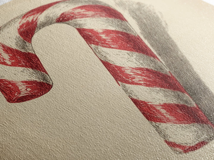 Christmas Wall Art - Candy Cane Sketch - Framed Canvas Print - Candy Cane Decor - Christmas Home Decor