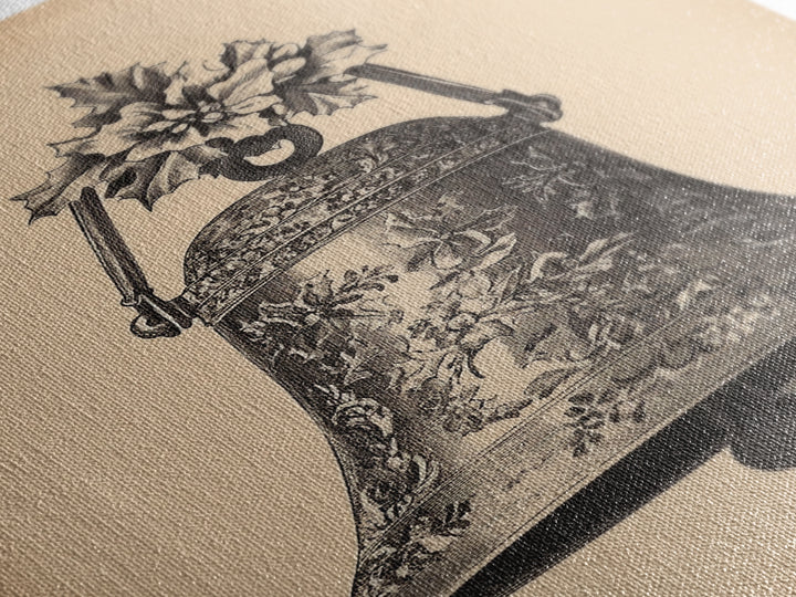 Boho Christmas Bell Painting Print - Framed Canvas - Minimalist Christmas Art - Boho Christmas Art - Rustic Christmas Art